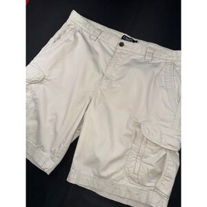 Chaps Mens Cream Corduroy Cargo Shorts Size 38 Off White Cotton Utility Casual